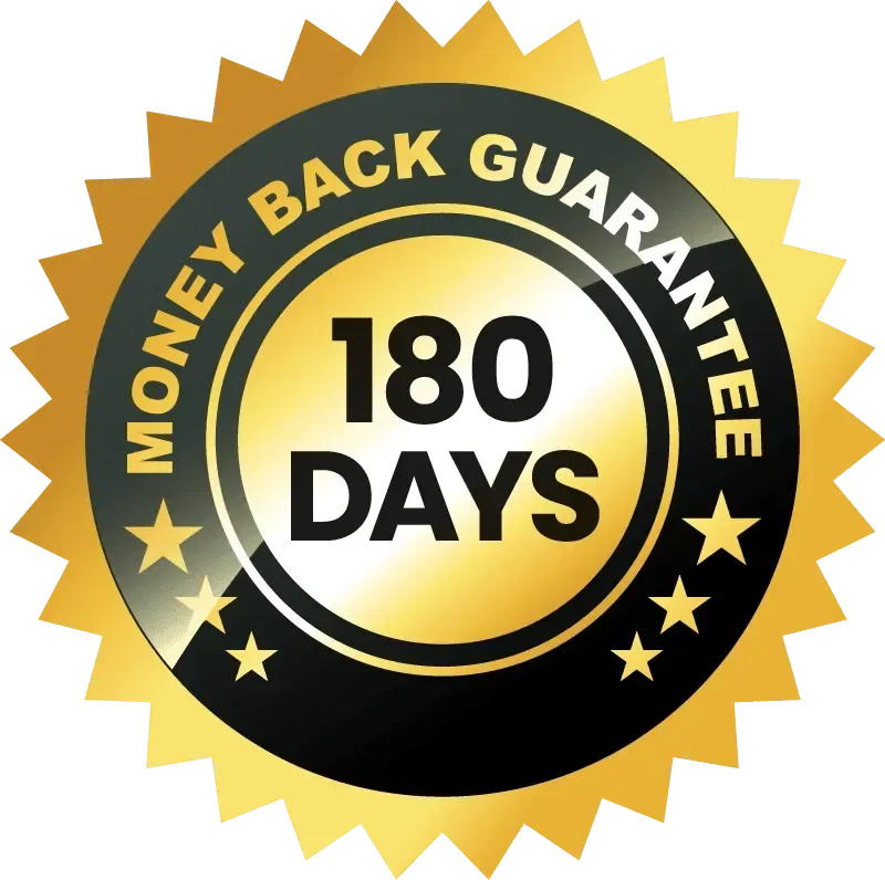 Joint Genesis 180-day money-back guarantee badge – risk-free refund policy